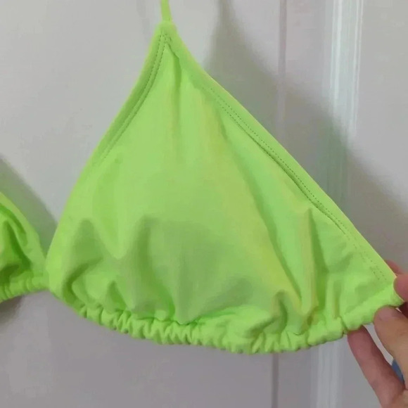 Women's decree neon green triangle bikini top - Picture 2 of 8